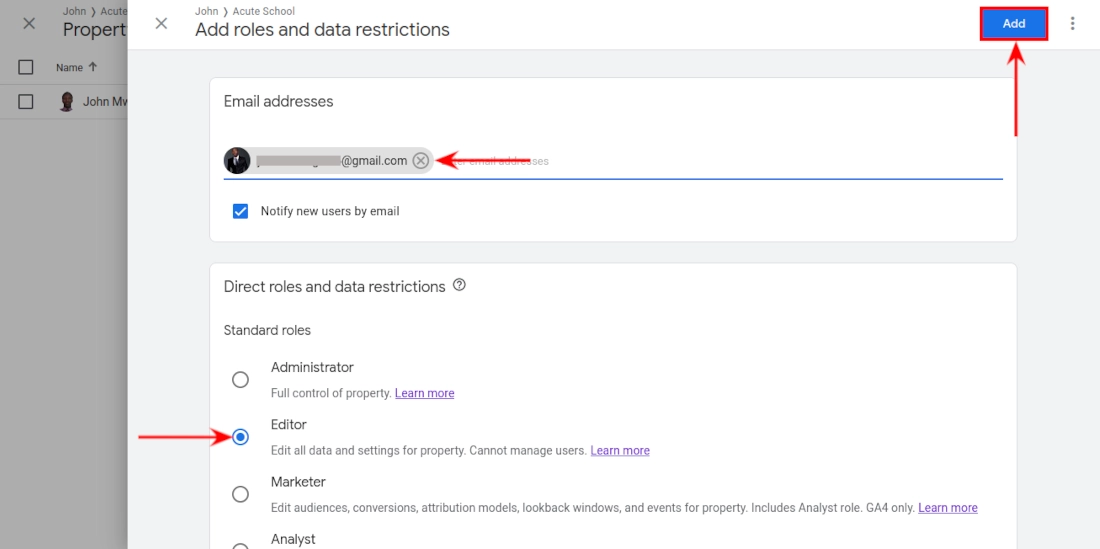 Adding Google Analytics 4 new user details