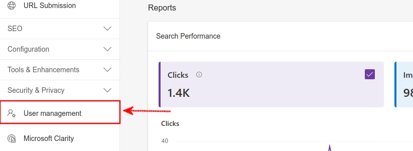 Bing Webmaster Tools User Management