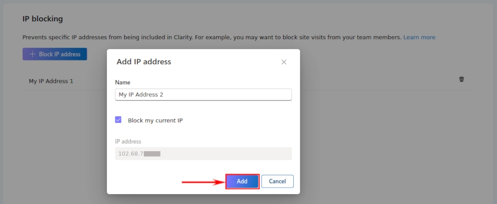 Blocking the current IP address