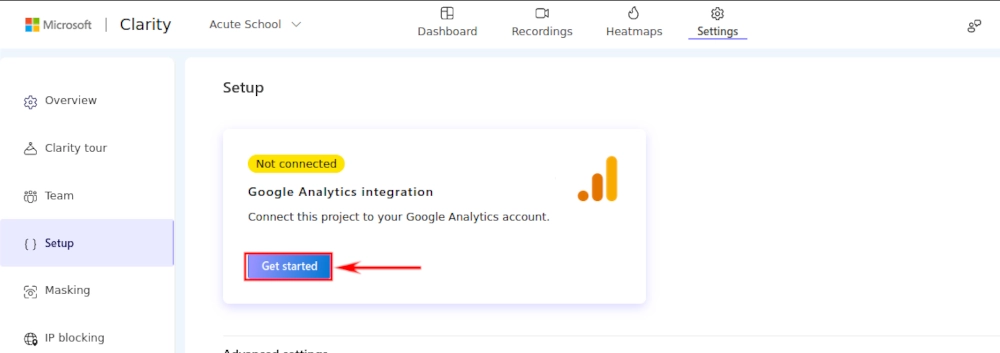 Connect Clarity project to Google Analytics account