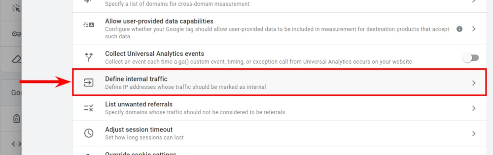 Google Analytics define internal traffic