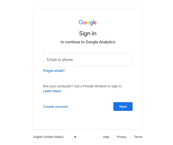 Google accounts login form