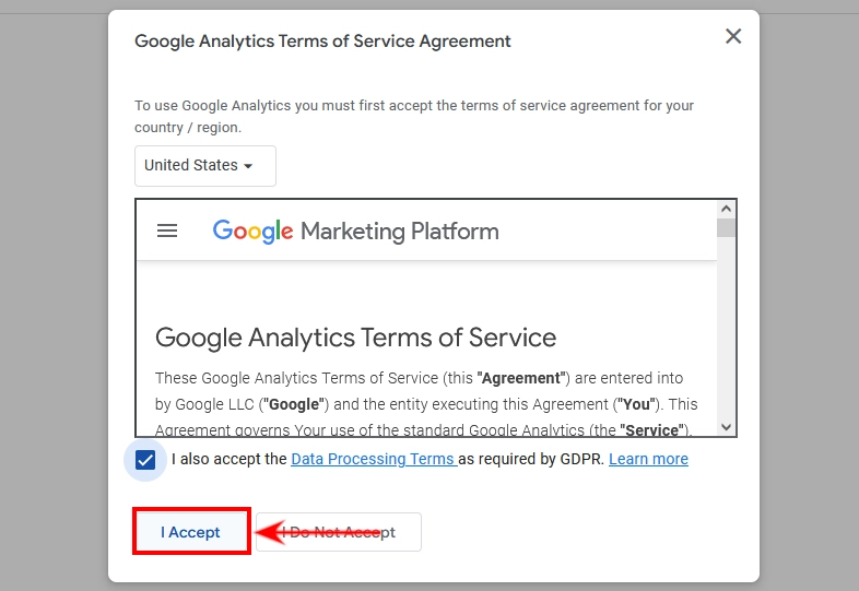 Google Analytics Terms of Service