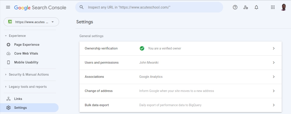 Google Search Console website ownership