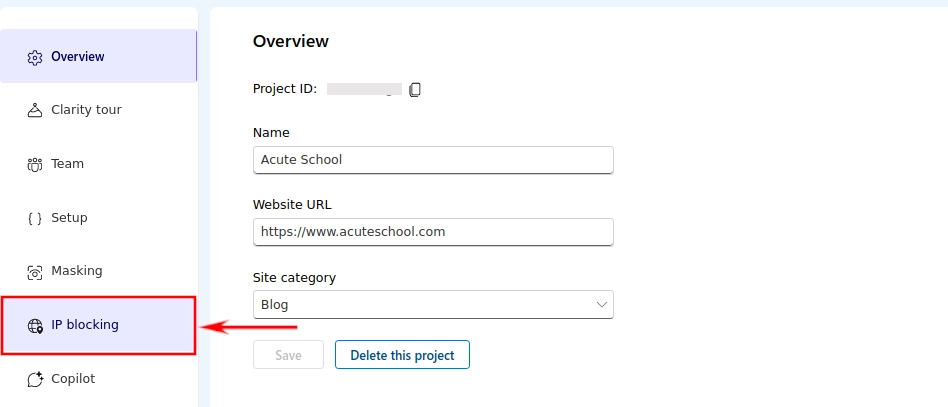 MS CLarity IP blocking option