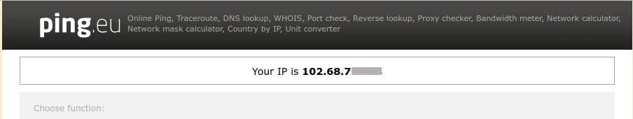 Checking ip address with Ping.eu