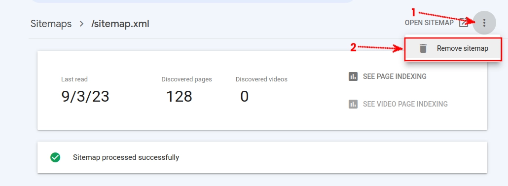 Removing a sitemap in Google Search Console