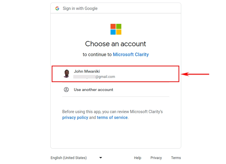 Signing in with Google for Clarity GA4 integration