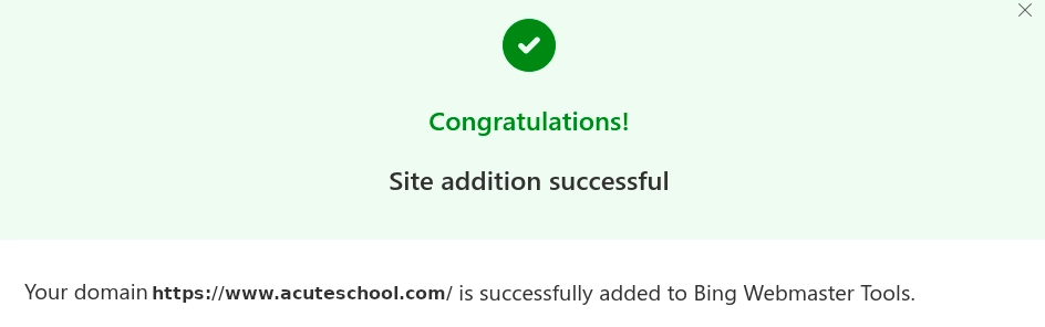 Successful site verification