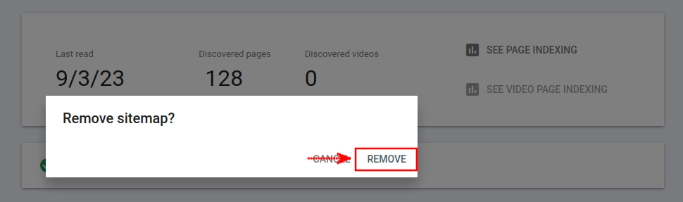Sitemap removal confirmation in Google Search Console